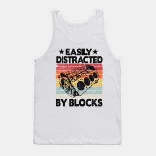 Easily Distracted By Blocks Funny Mechanic Tank Top